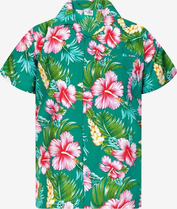 King Kameha Shirt 'Hibiscus New' in Green: front