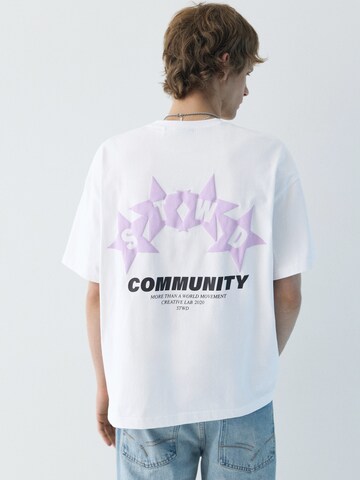 T-Shirt Pull&Bear en blanc : devant