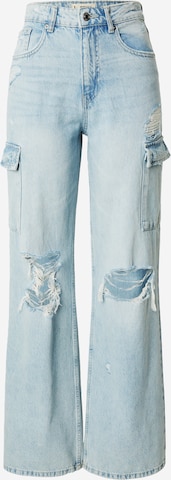 Tally Weijl Wide leg Cargojeans in Blauw: voorkant