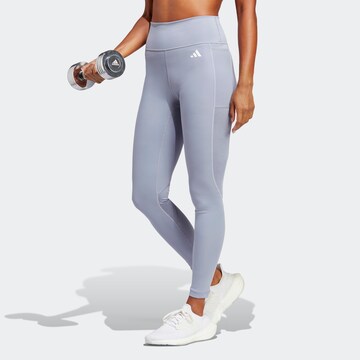 ADIDAS PERFORMANCE Skinny Workout Pants 'Train Essentials High-Intensity' in Grey: front