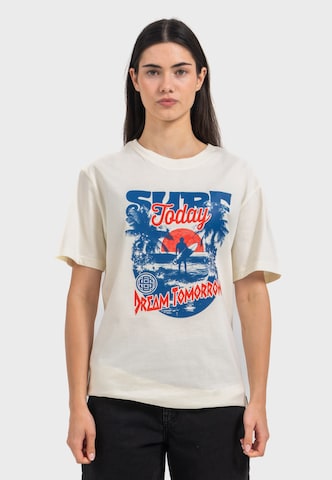 Oldskull Shirt 'Wrldvibe Surf Dreams Graphic' in Wit: voorkant