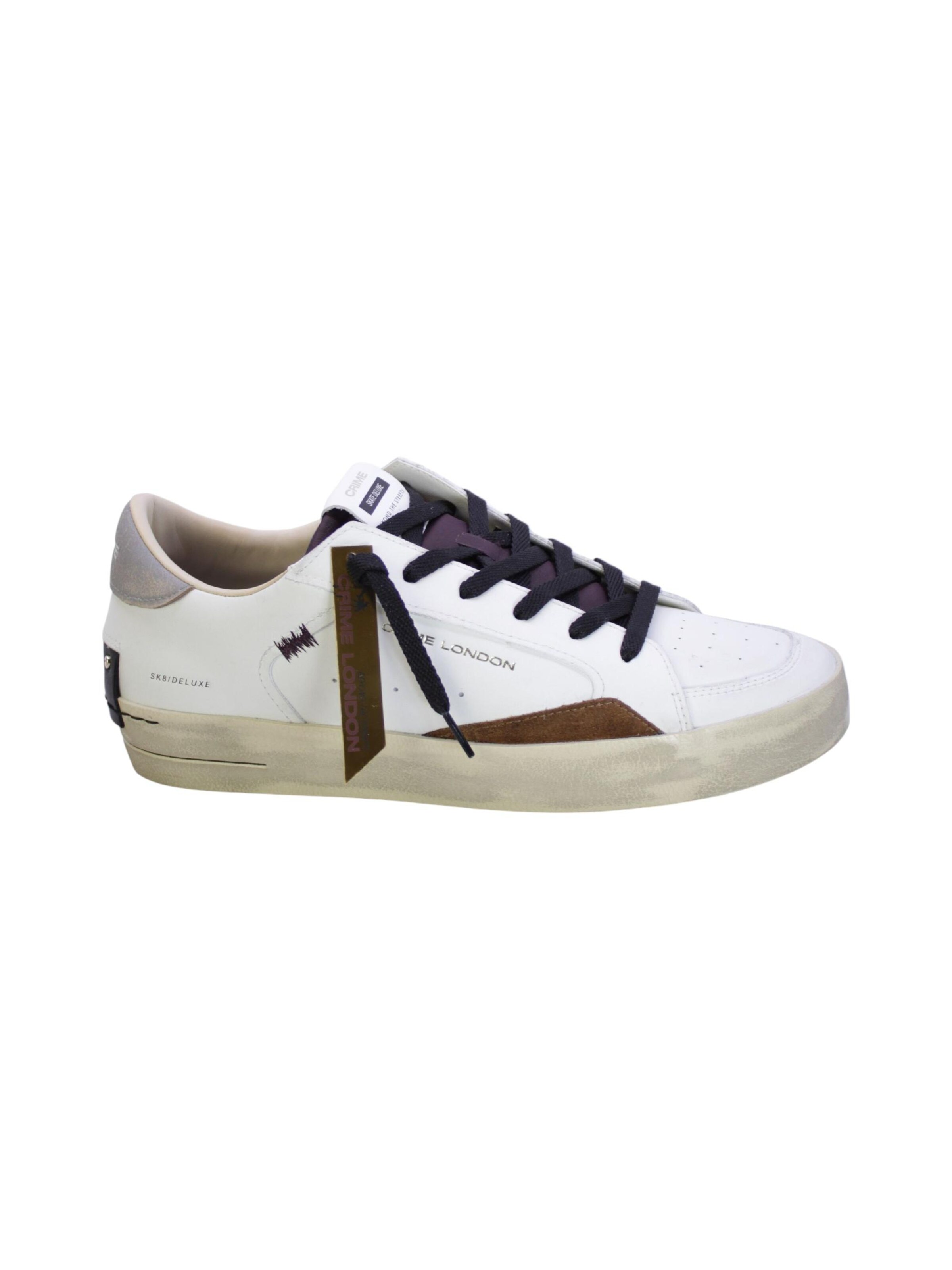 Sneaker bassa 'Sk8 Deluxe' di Crime London in bianco: frontale
