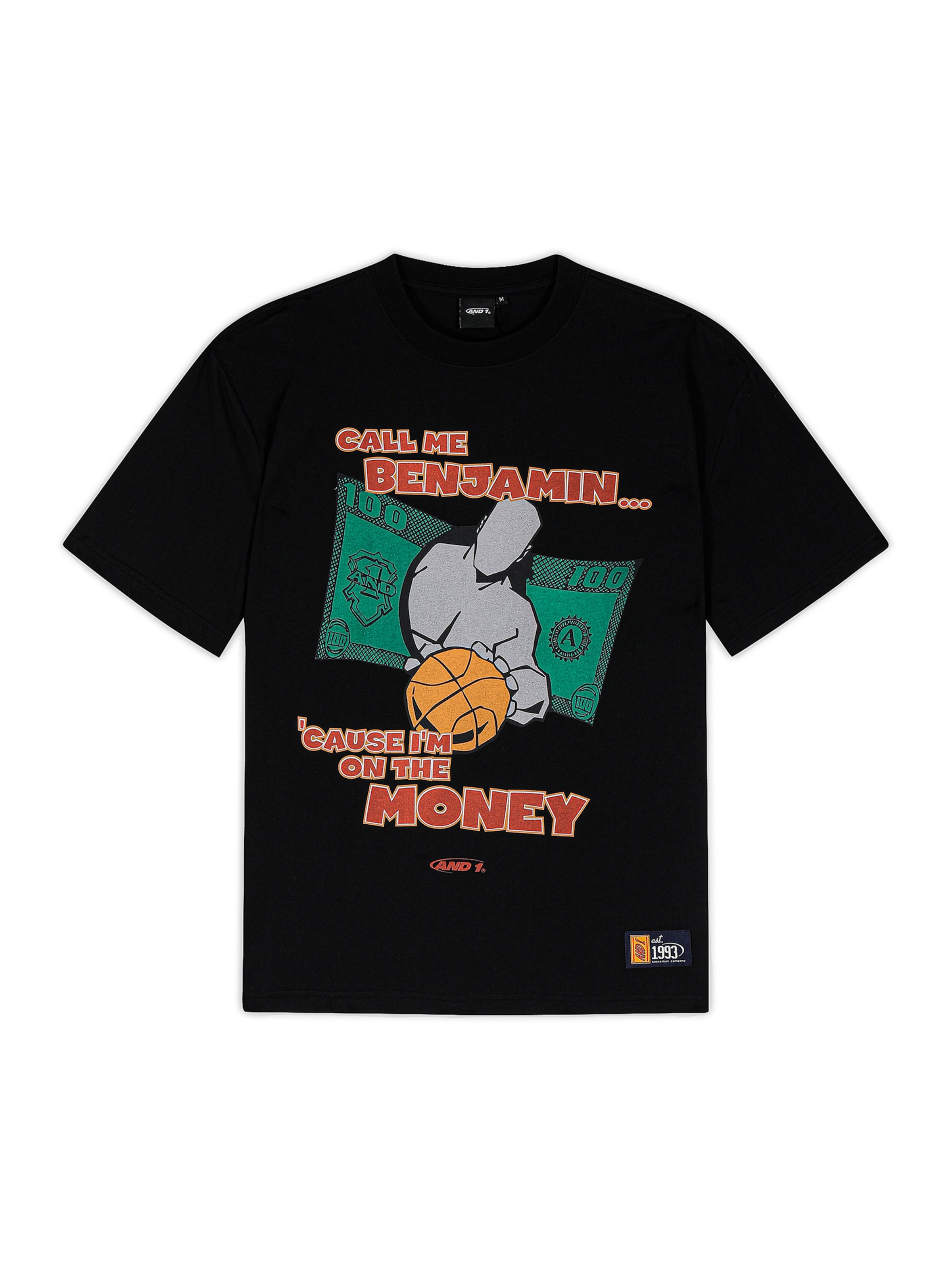 AND1 T-shirt 'Auf Dem Geld' i svart: framsida