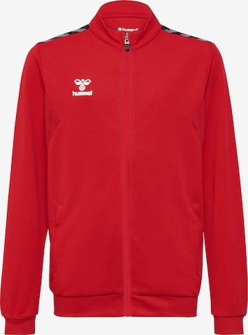 Hummel Athletic Zip-Up Hoodie 'Authentic' in Red: front