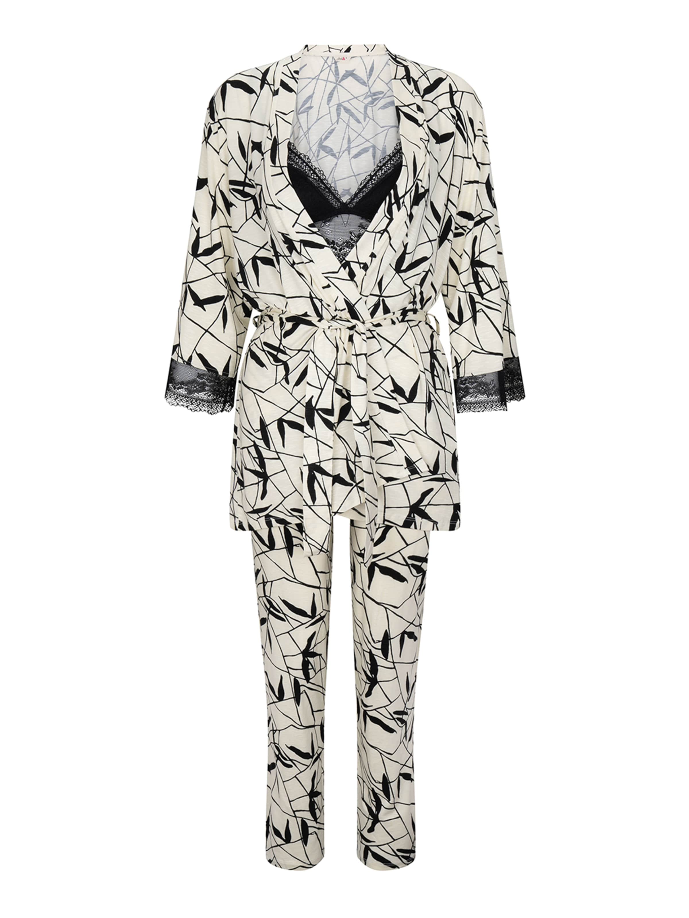 Pyjama ' Kimono, Bralet & Pants Petunia ' Goldenbay en noir : devant