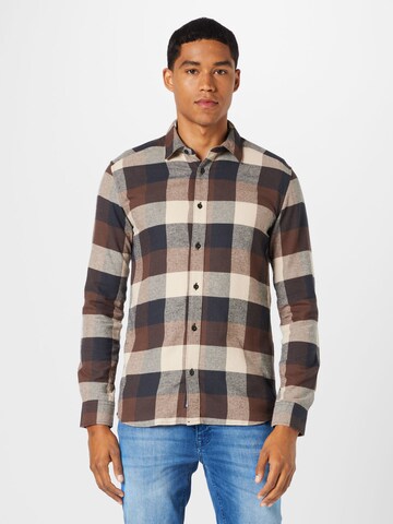 Only & SonsSlim Fit Košulja 'Gudmund' - smeđa boja: prednji dio