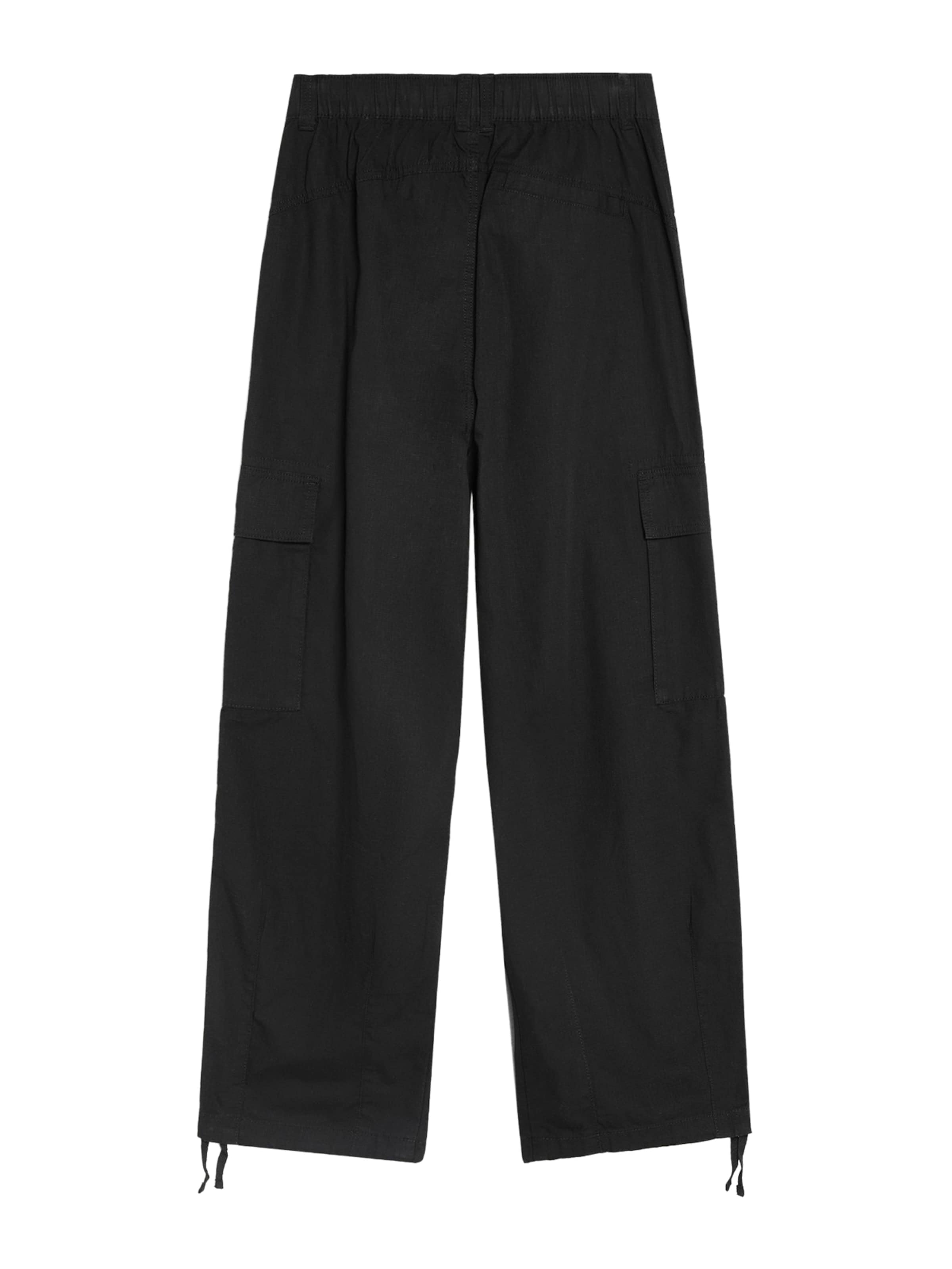 Bershka Baggy Cargo nadrágok - fekete: hátul