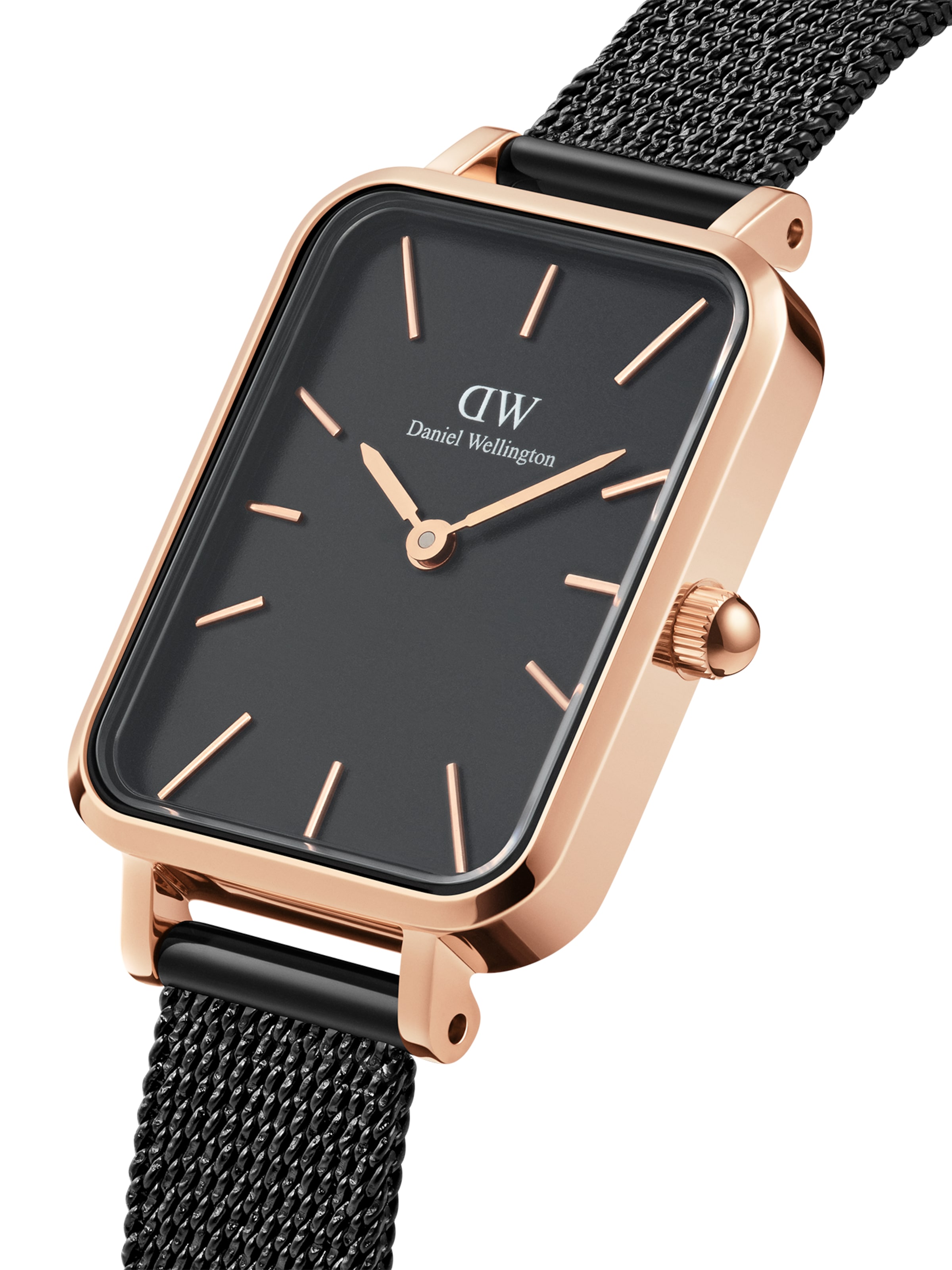 Daniel Wellington Analoog horloge 'Quadro Pressed Ashfield RG Black' in Zwart