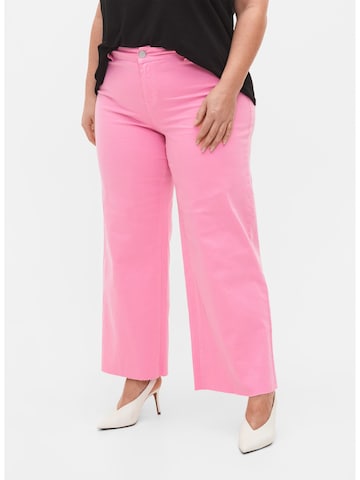 Zizzi Wide Leg Jeans i pink: forside