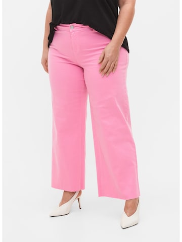 Zizzi Wide Leg Jeans in Pink: predná strana