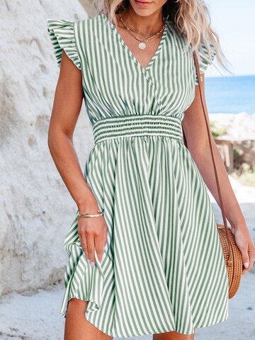 Cupshe Summer Dress 'Striped ruffle' in Green