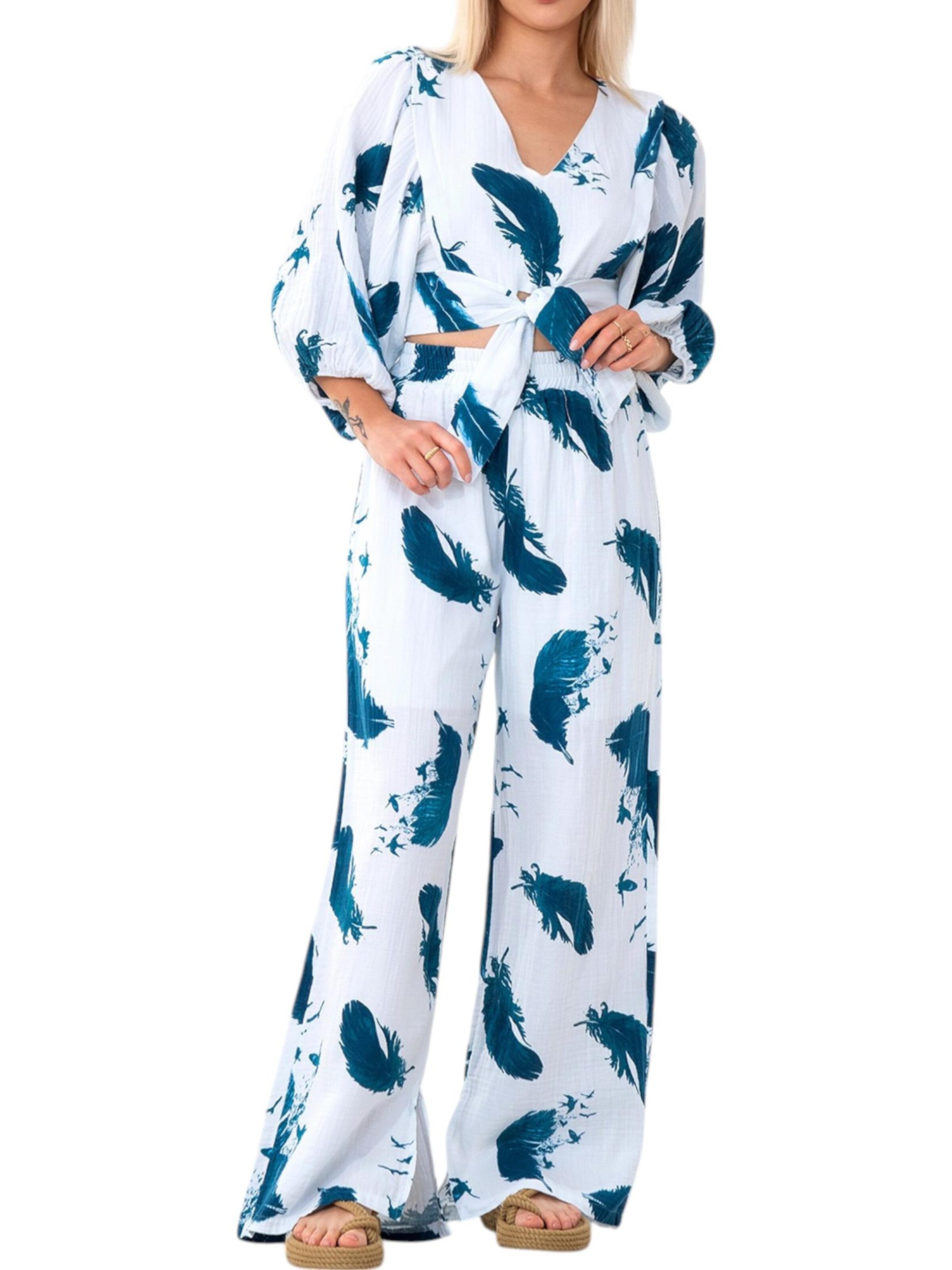 WENOR Hjemmedragt 'FLOWSET' i grøn