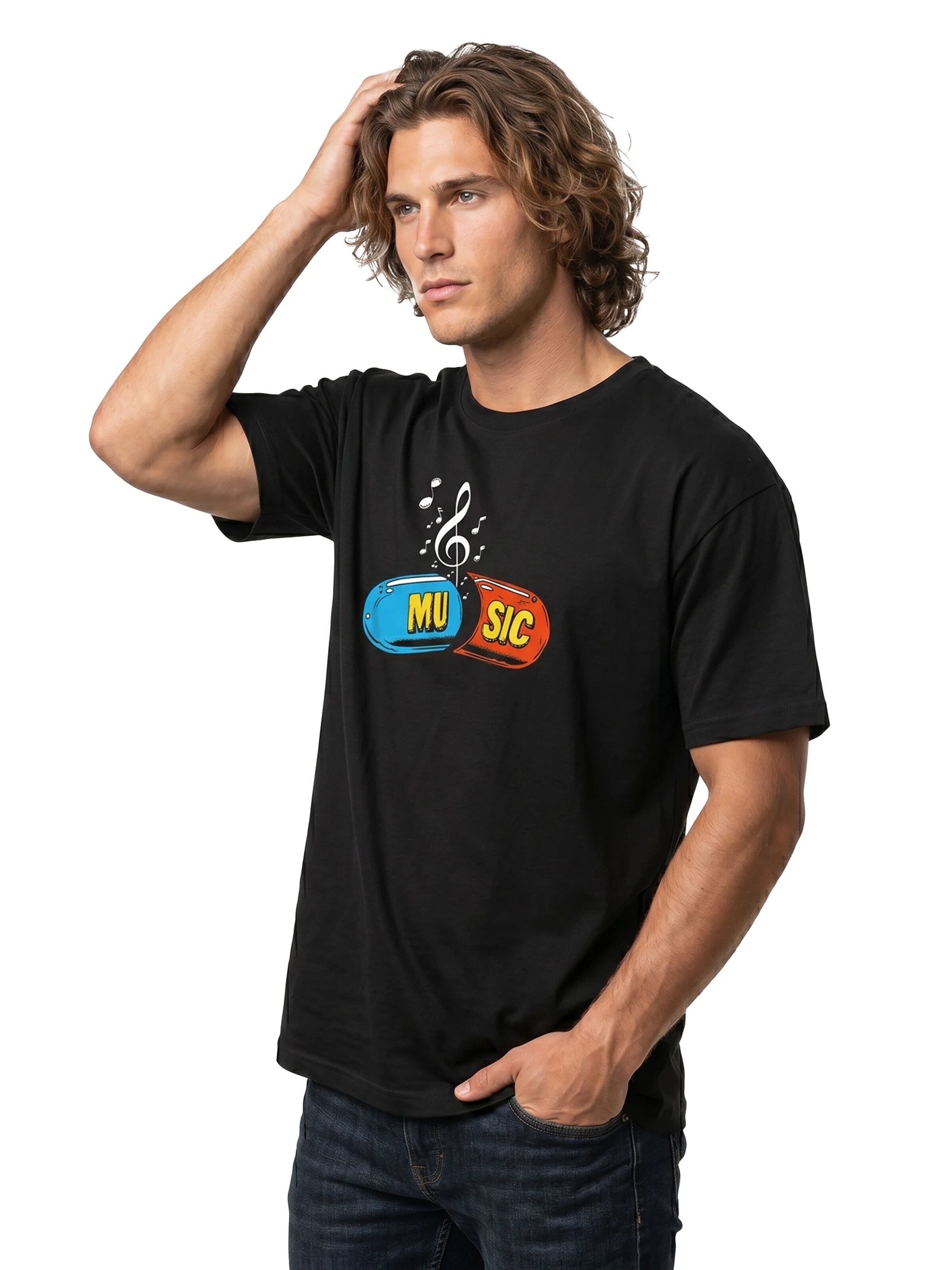 MAKAYA Shirt 'Music Pill' in Black