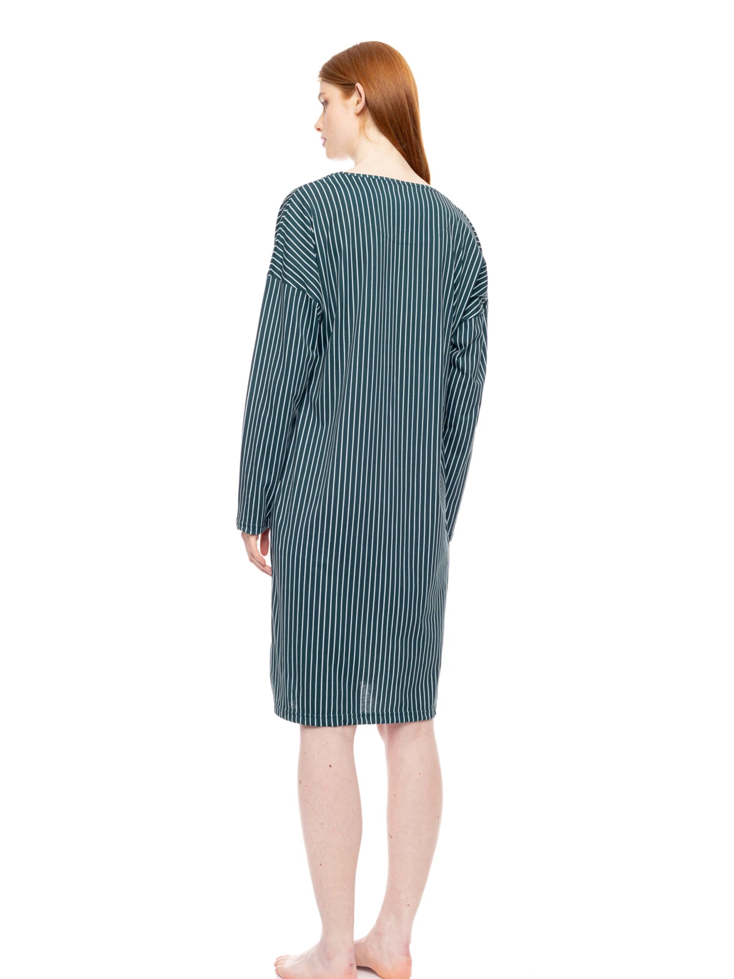 Pink LabelSpavaćica košulja 'NIGHTGOWN GREEN FOREST STRIPES' - zelena boja