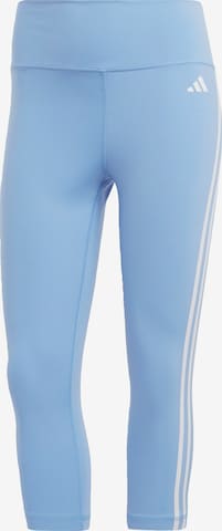 ADIDAS PERFORMANCE Skinny Workout Pants 'Train Essentials 3-Stripes High-Waisted 3/4' in Blue: front