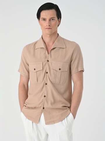 Antioch Regular fit Button Up Shirt 'RI' in Beige: front