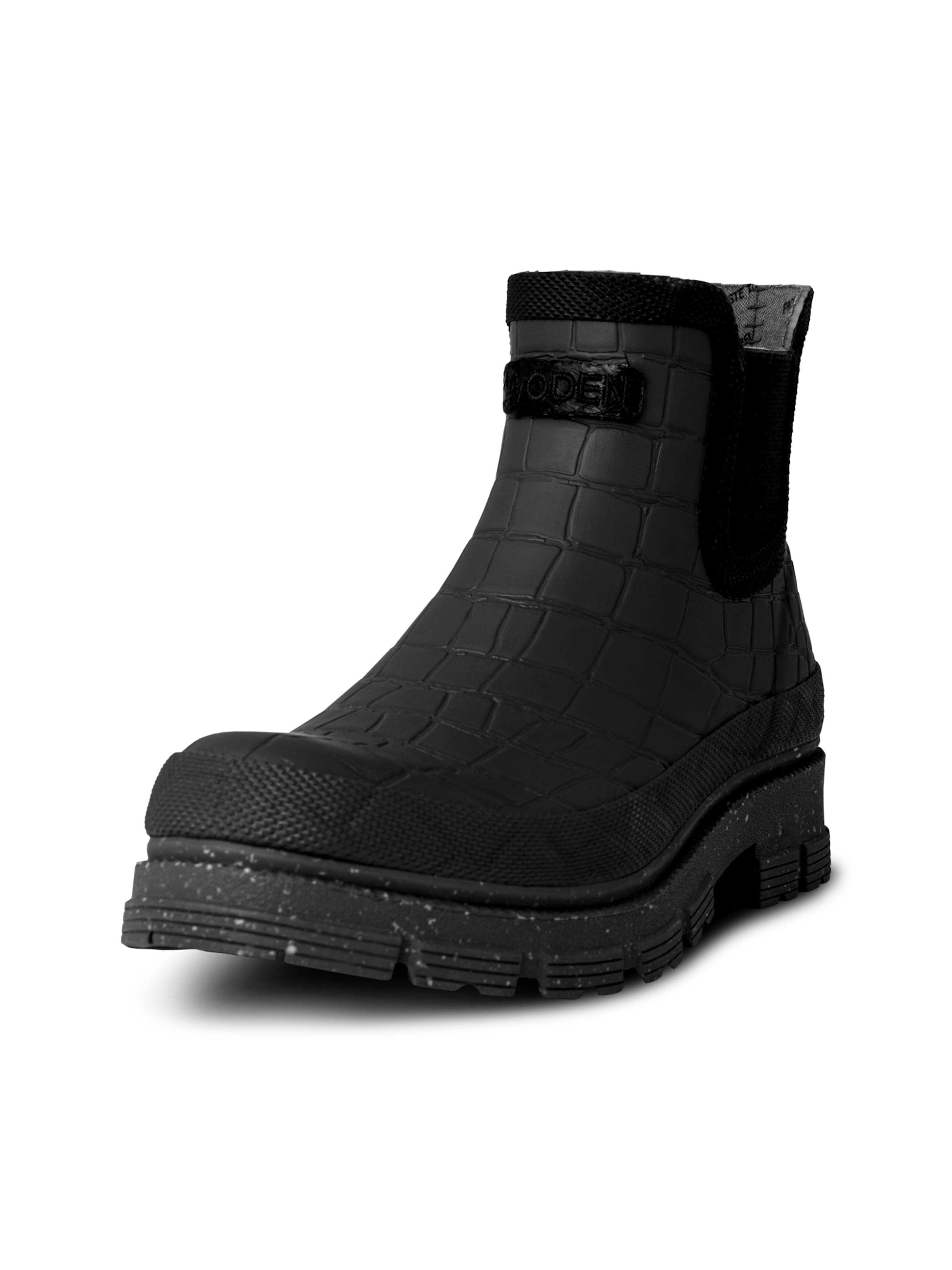 WODEN Støvletter ' Liv Croco Waterproof ' i sort: forside