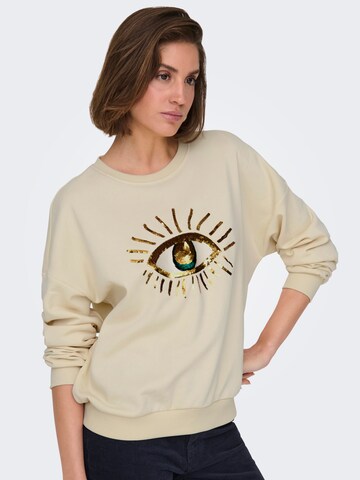 ONLY Sweatshirt 'ONLCHRISSY' in Beige