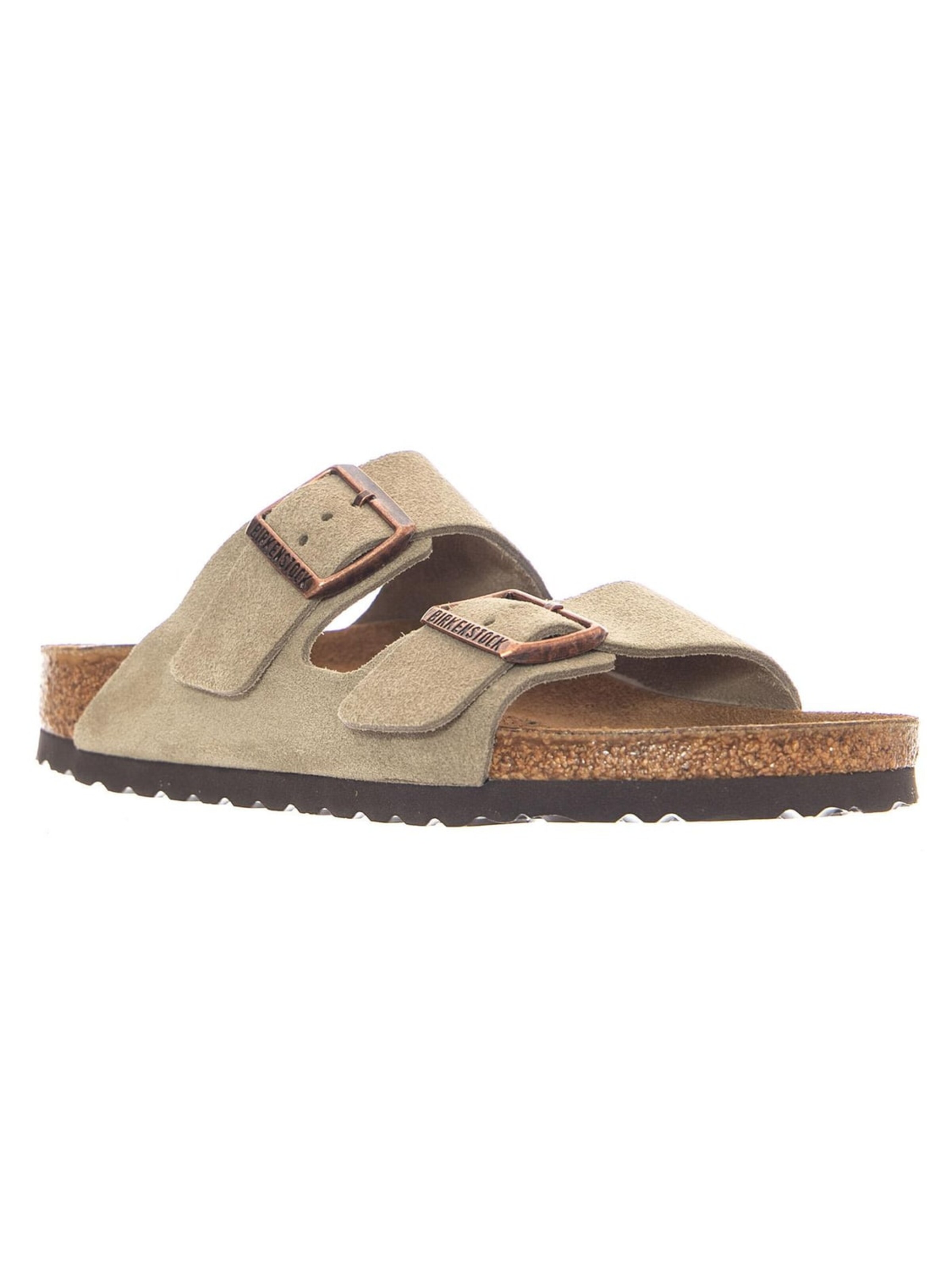 Sandales 'Arizona Suede Leather Narrow Fit Taupe' BIRKENSTOCK en beige : devant