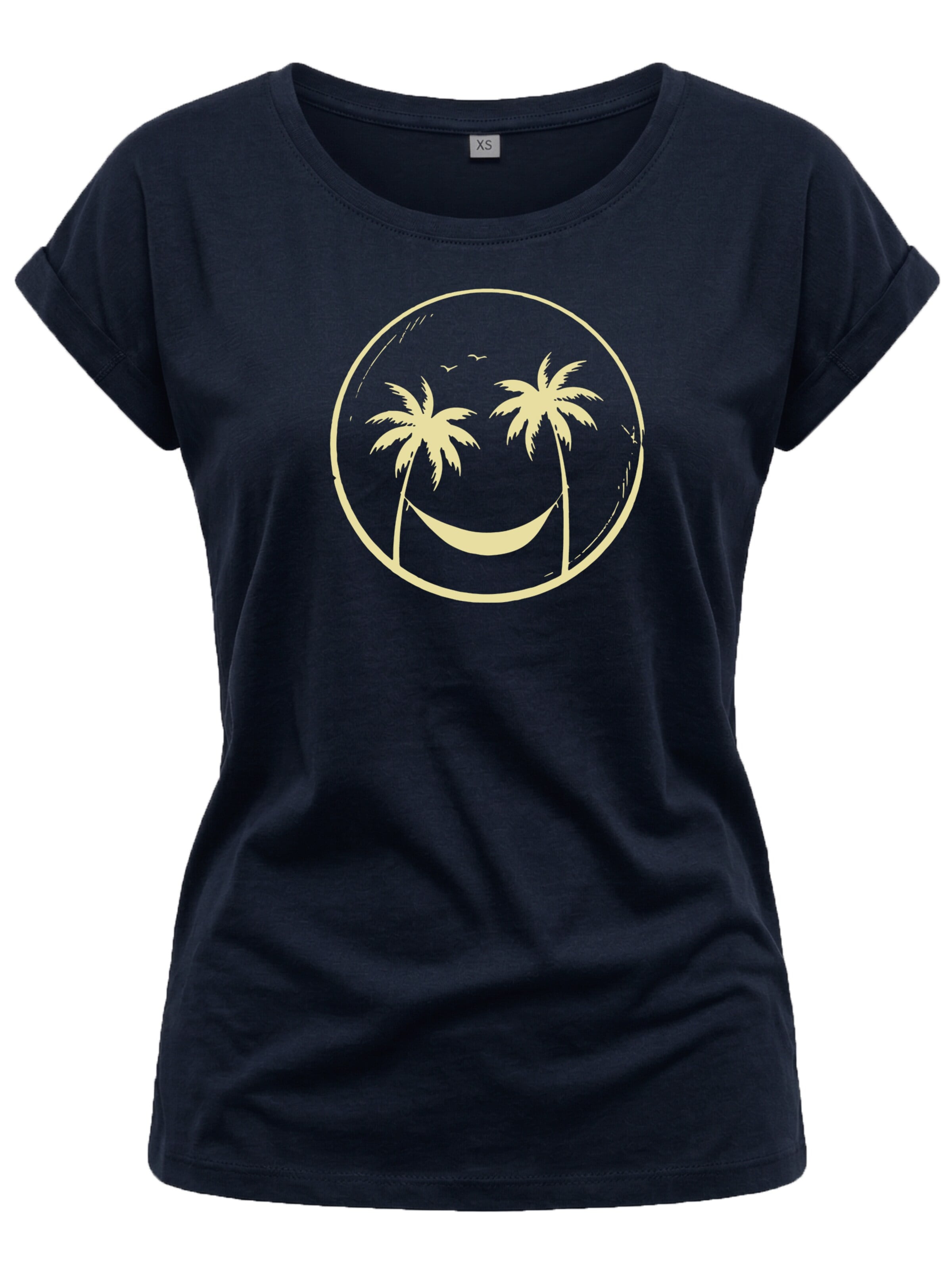 MAKAYA Shirt 'Palmen Happy Face' in Blue: front