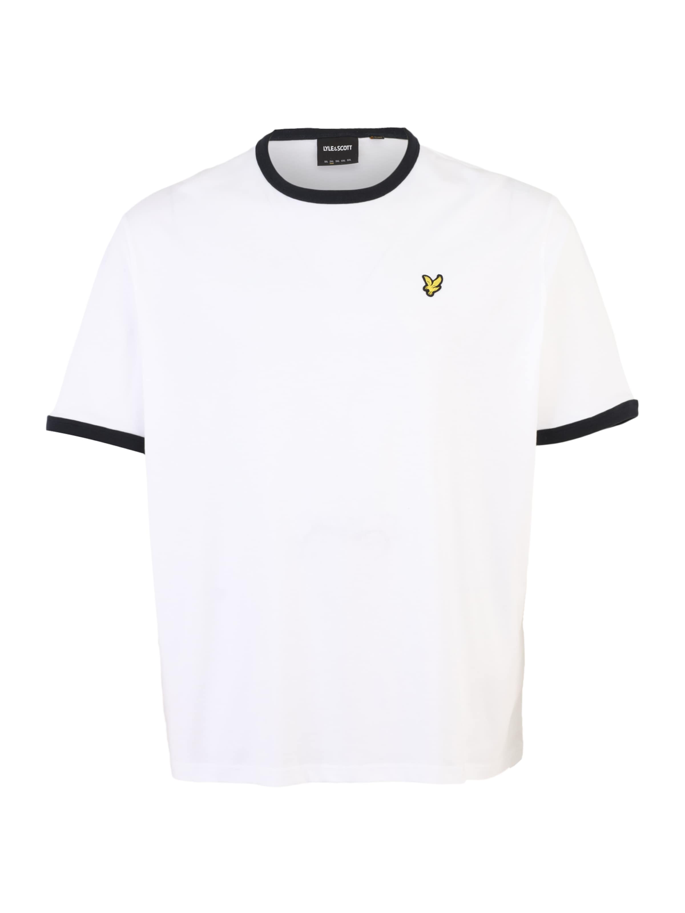 balts Lyle & Scott Big&Tall T-Krekls 'Ringer': no priekšpuses