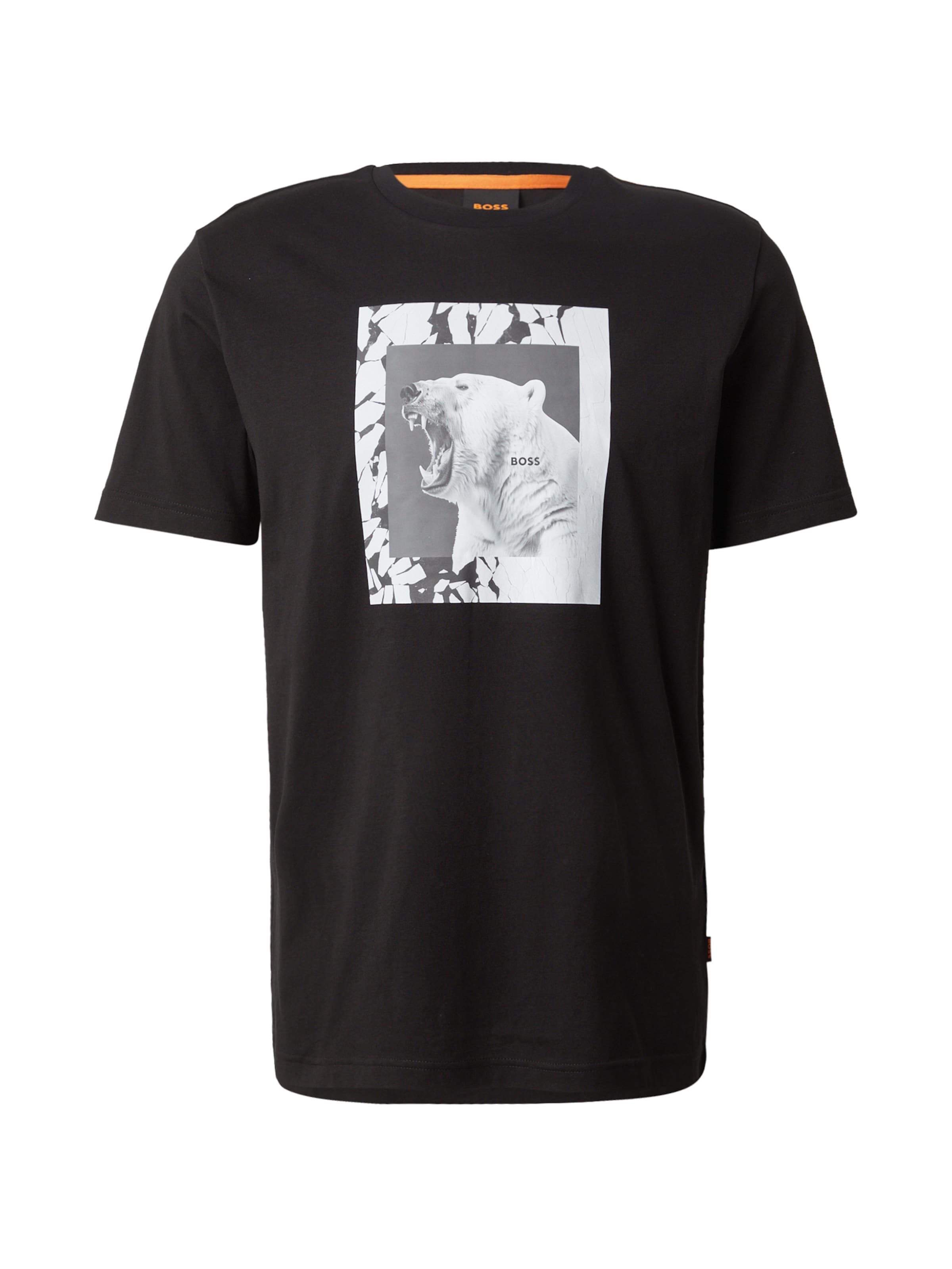 BOSS Футболка 'Te_lupo' в Серый / Черный / Грязно-белый, Обзор товара