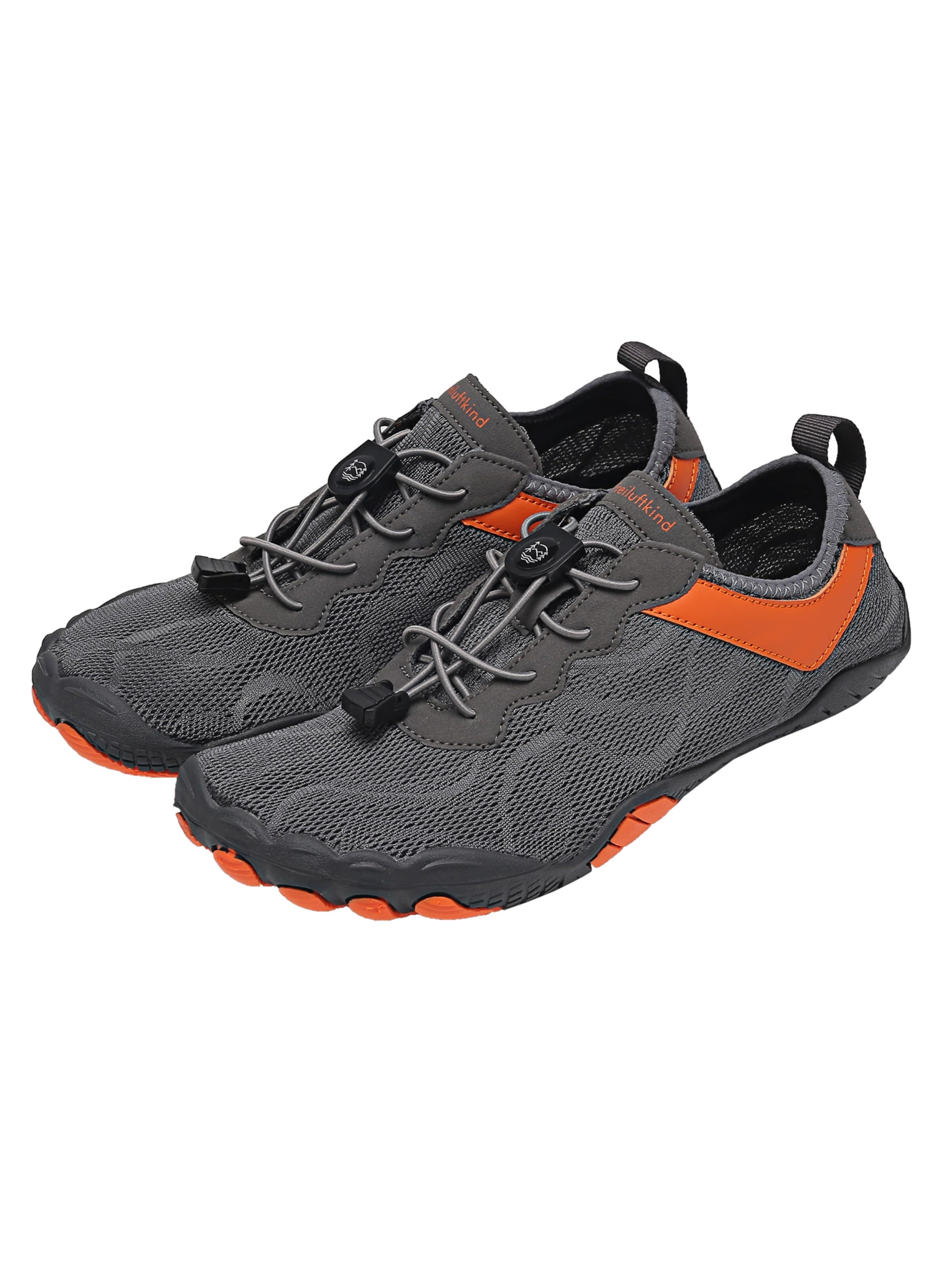 Freiluftkind Sportlicher Schnürschuh 'Freiluftkind® – Kokoda rutschfeste Barfußschuhe für dein Abenteuer'‌‌‌‌‌ in Grau: Vorderseite