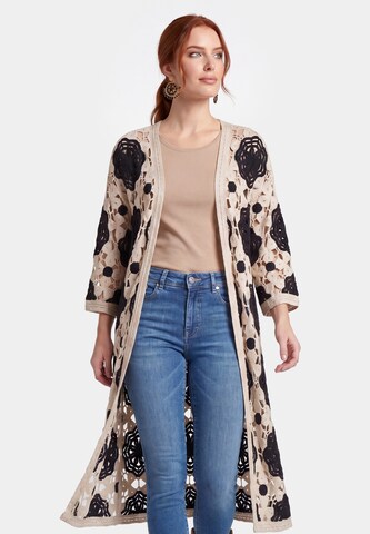 usha FESTIVAL Gebreide mantel 'Resortwear' in Beige: voorkant