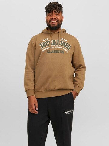 Sweat-shirt Jack & Jones Plus en marron : devant