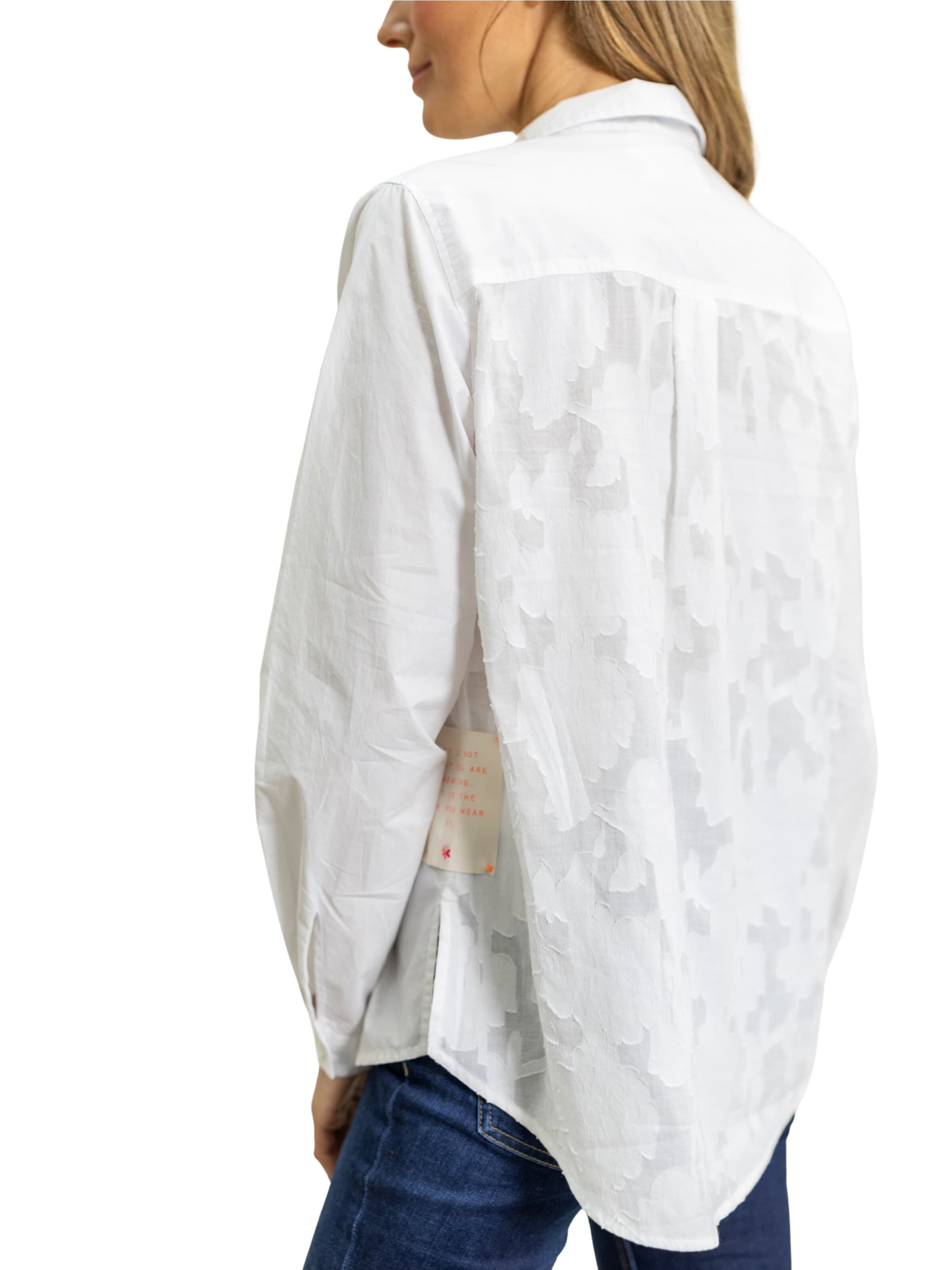 LIKS. Munich Blus 'Bluse mit Jacquard Rückenteil - GinaC' i vit