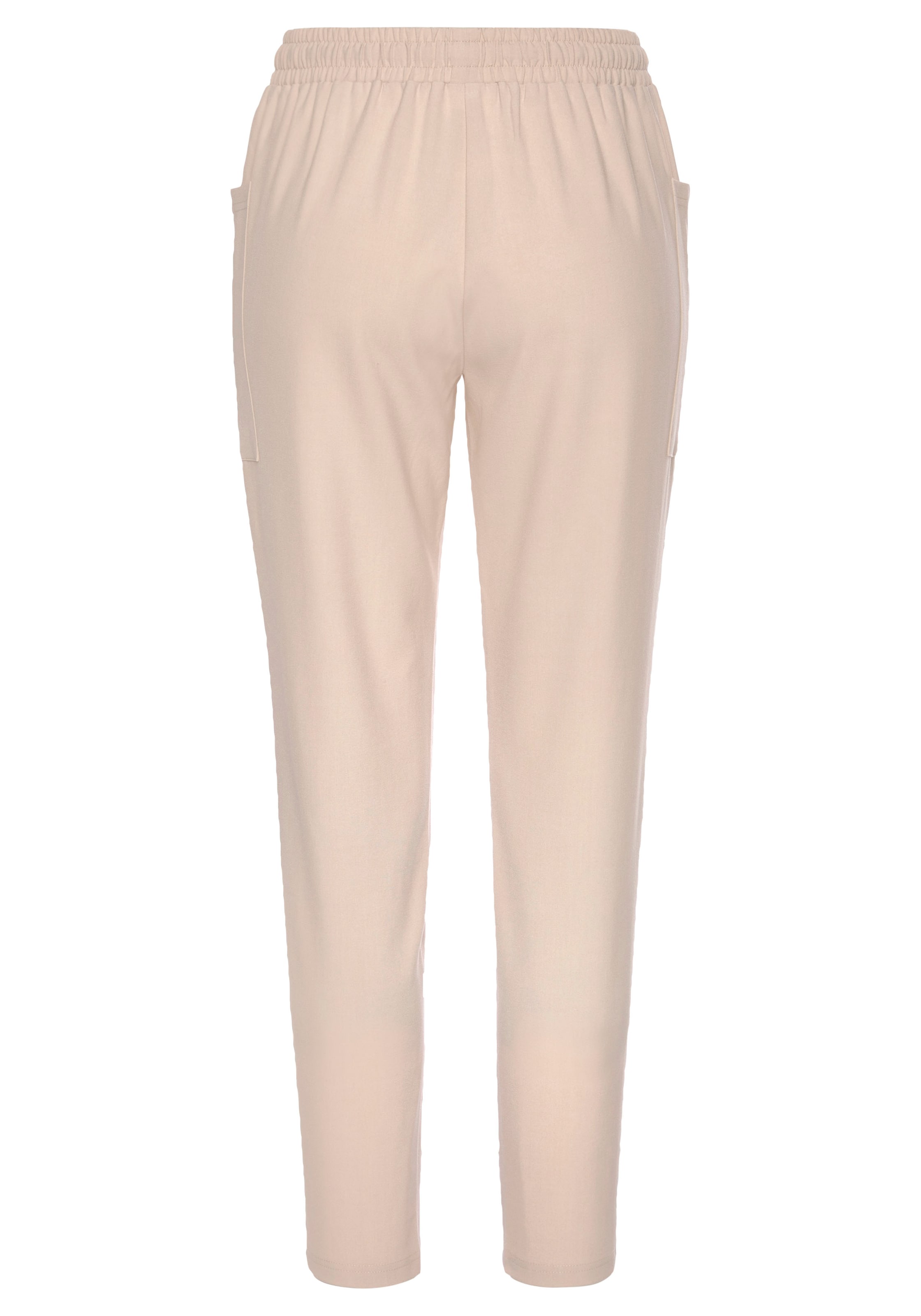 LASCANA Úzky strih Plisované nohavice - Béžová