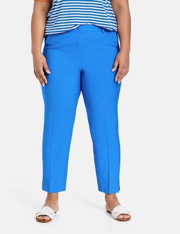 SAMOON Regular Pleated Pants in Blue: front