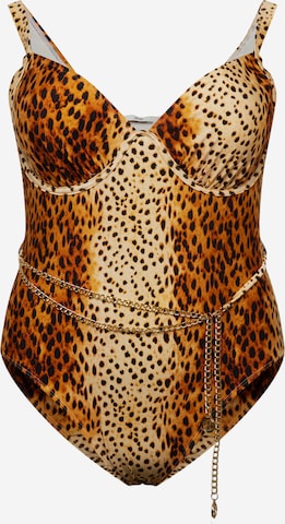 River Island Plus Swimsuit in Brown: front