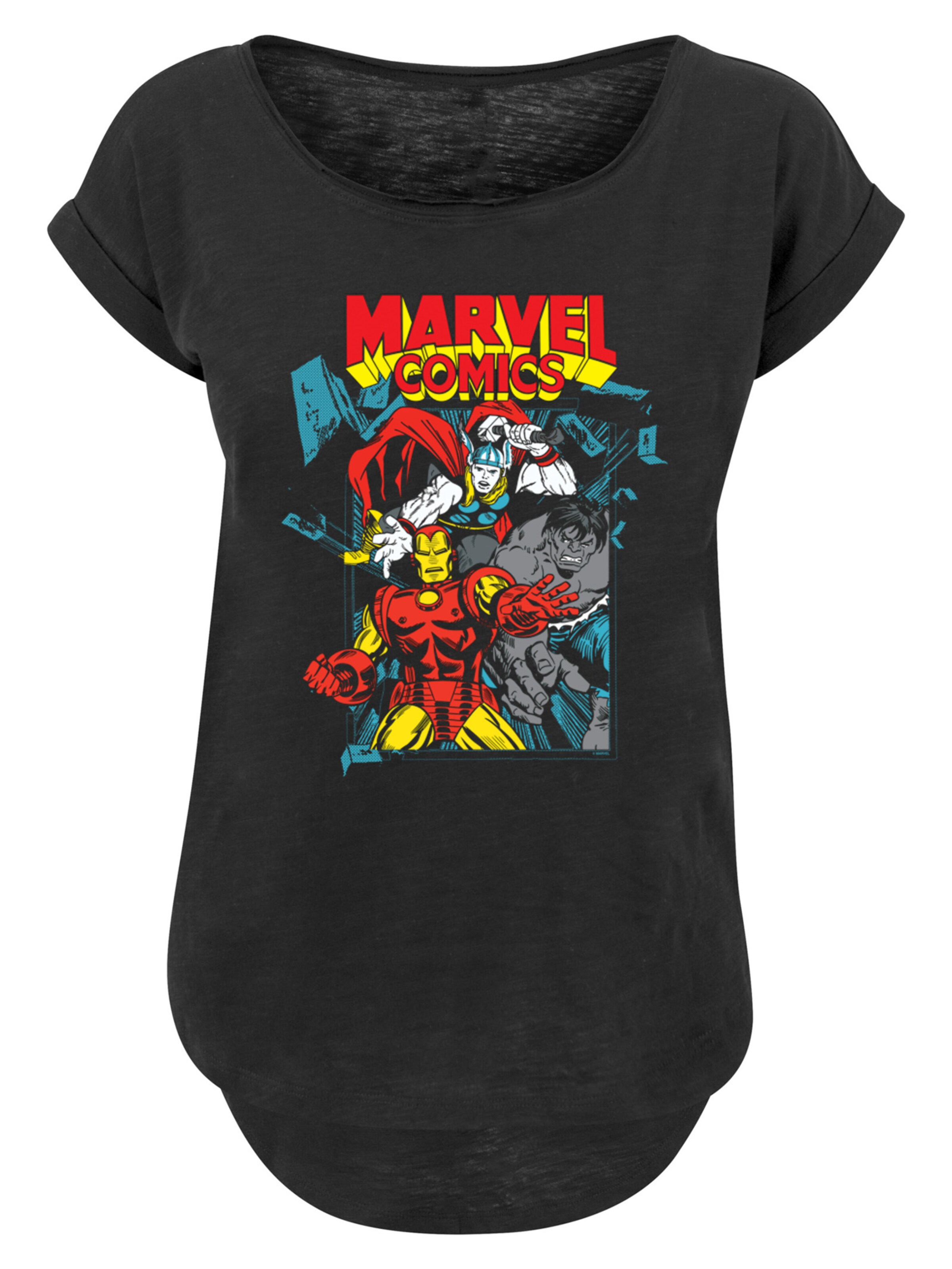 T-shirt 'Marvel Comics Trio Pose' F4NT4STIC en noir : devant