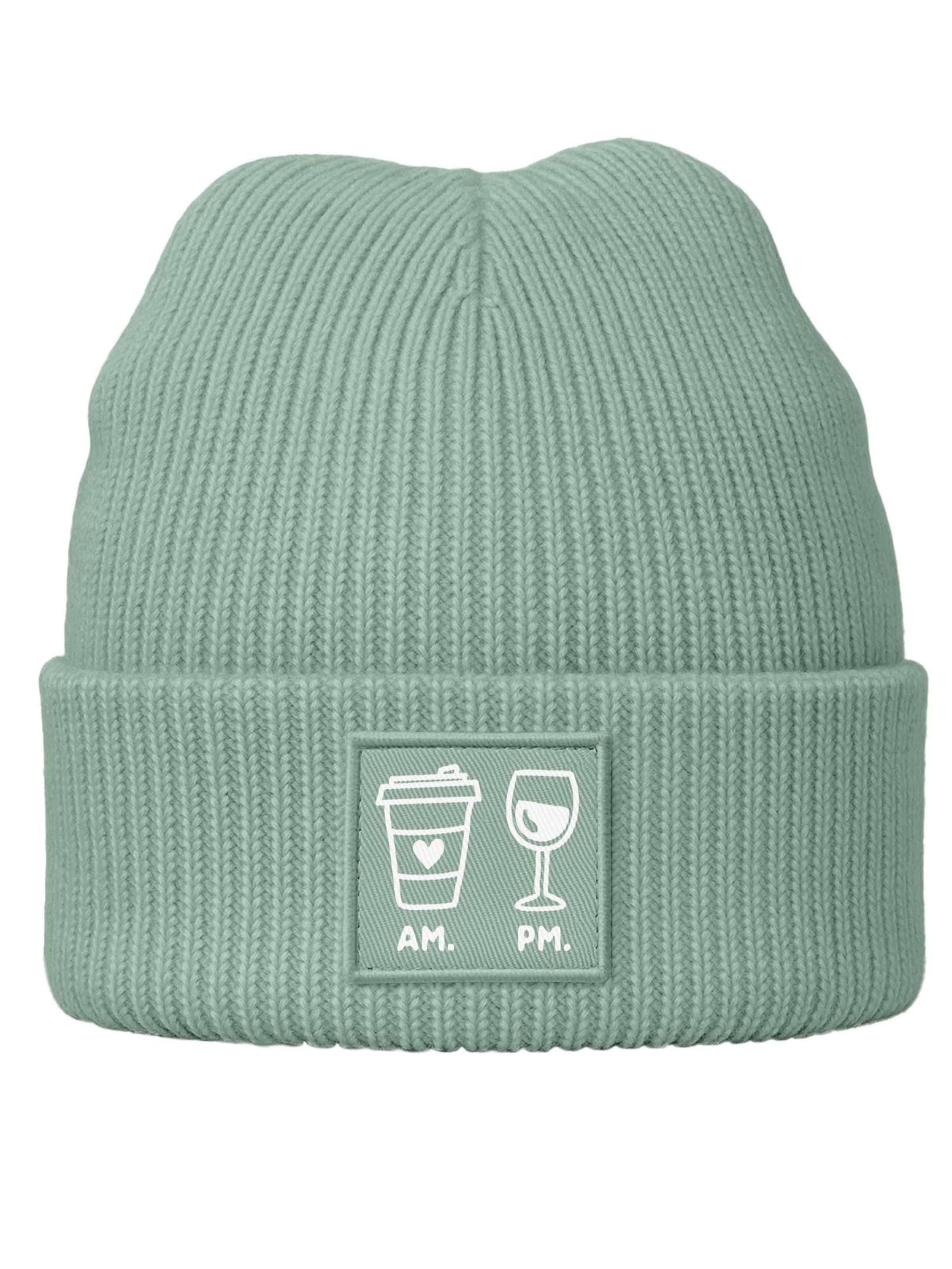 Neverless Beanie 'AM PM' in Green: front