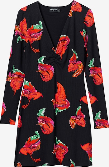 Desigual Robe en vert / rouge / noir, Vue avec produit