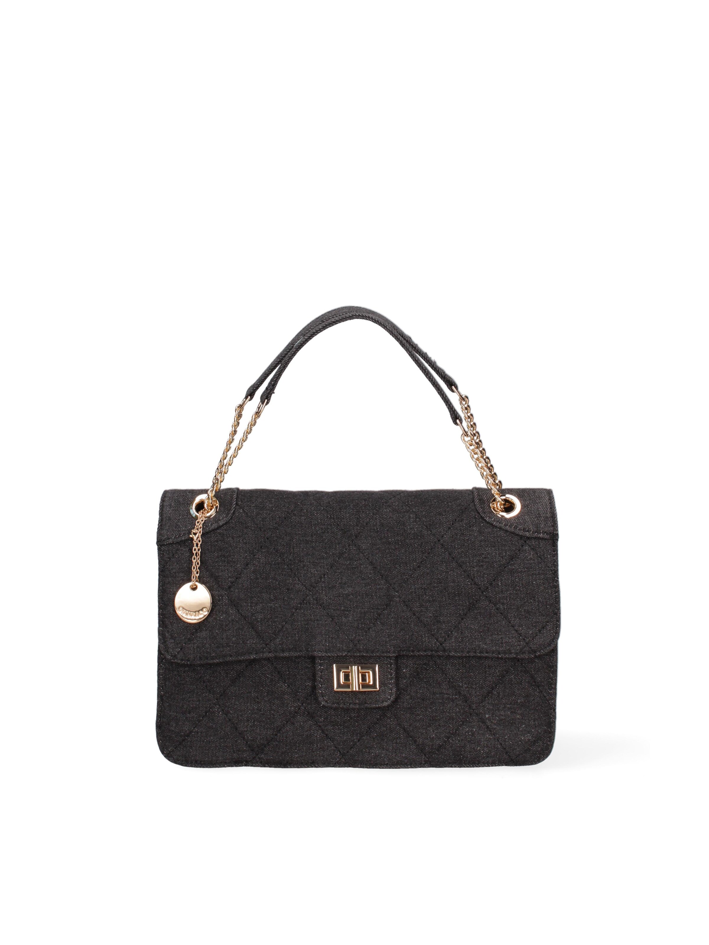 Borsa a spalla 'Borsa a Spalla Donna Nylon Ecopelle Twist Lock' di Diana&Co. in nero: frontale