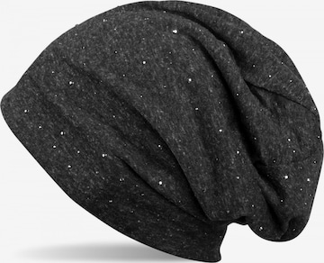 styleBREAKER Mütze 'Beanie mit Strass Nieten Applikation' in Schwarz: Vorderseite