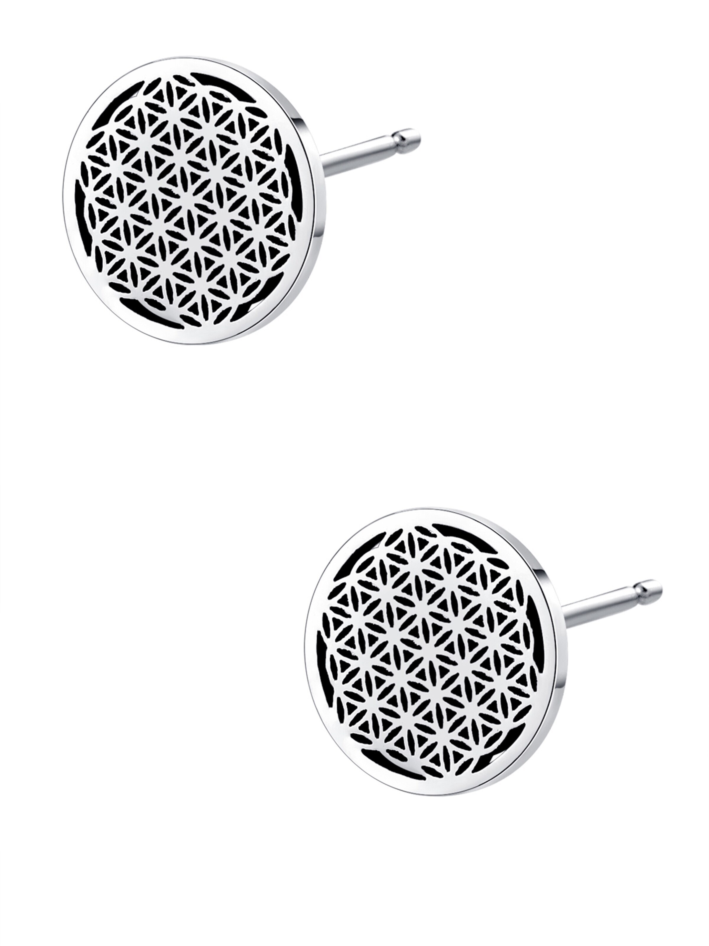 Hey Happiness Earrings 'Flower Of life' in Silver: front