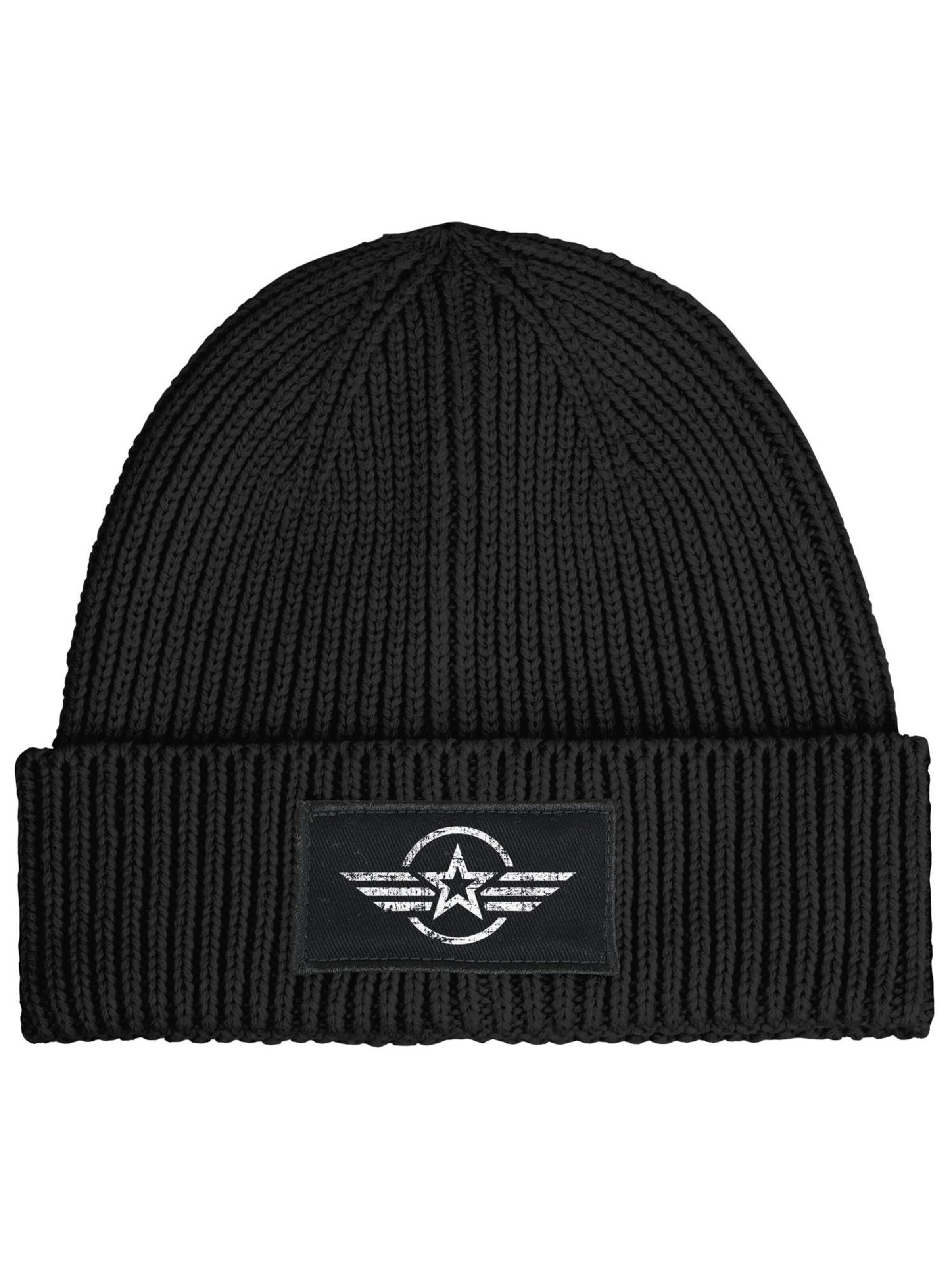 Neverless Beanie 'Airforce Wings' in Black