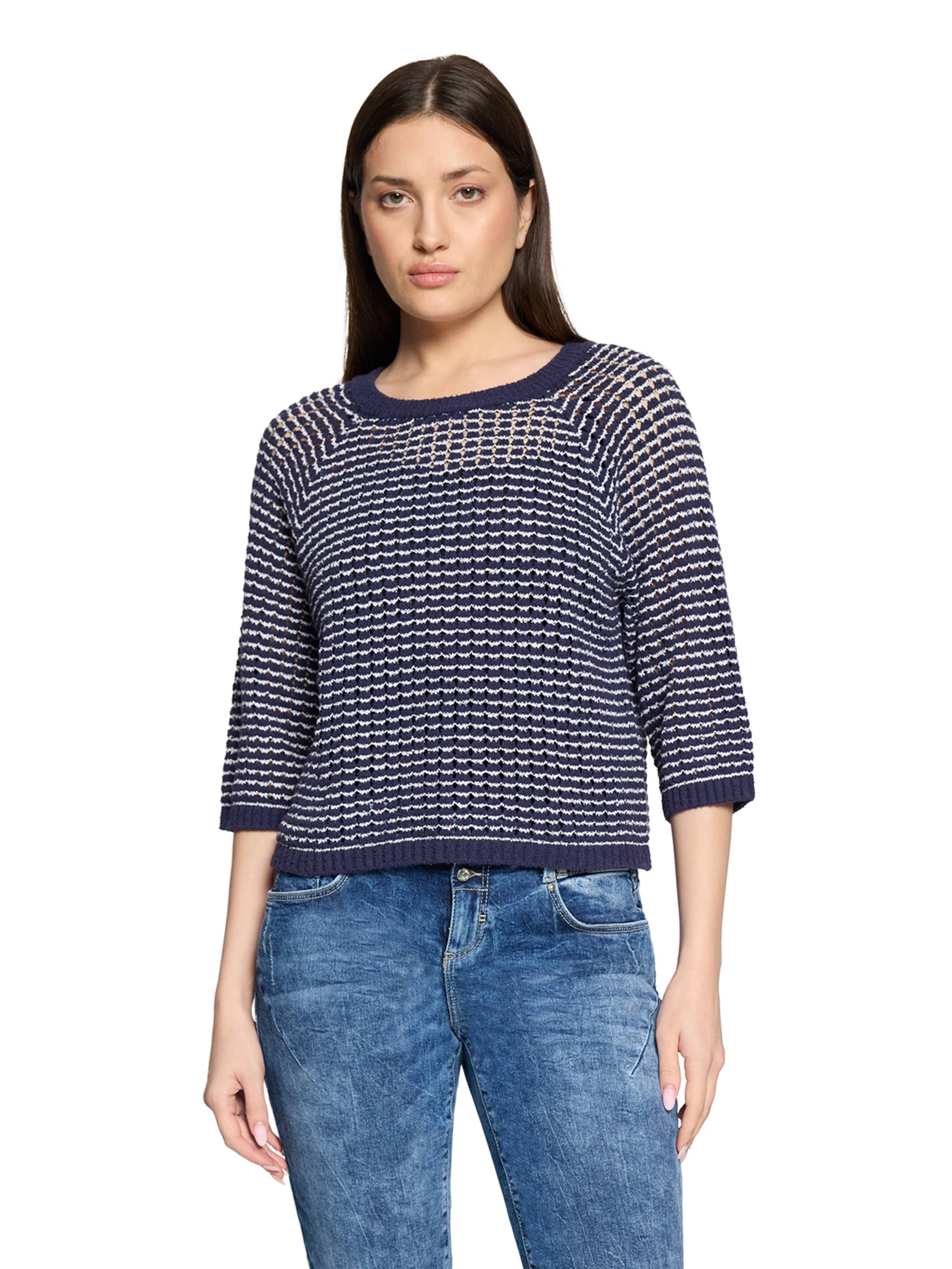 Cartoon Strickpullover mit Rundhalsausschnitt in Blau: Vorderseite