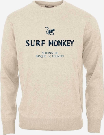 Sweat-shirt Surf Monkey en beige : devant