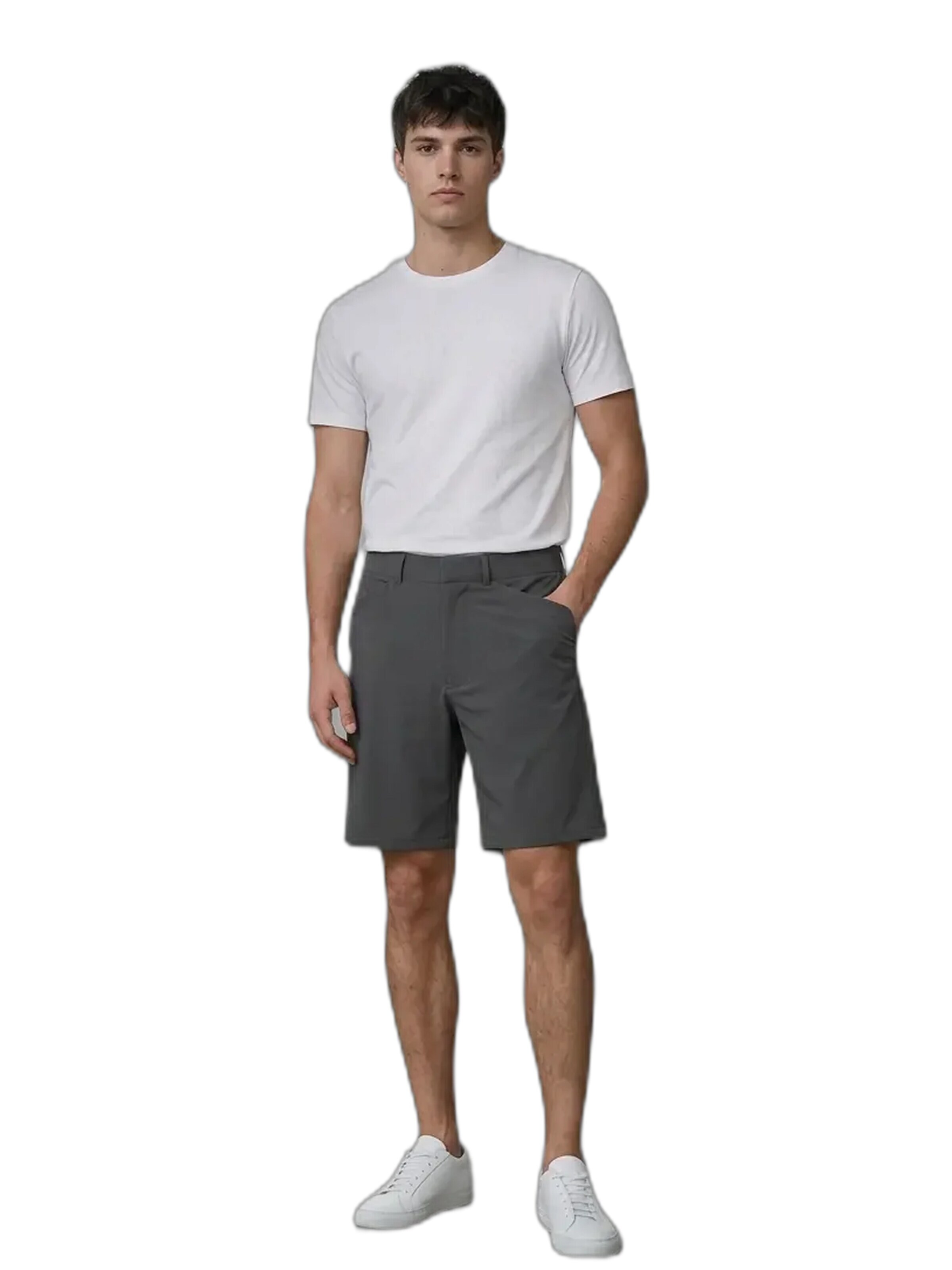 Kanten Regular Broek 'Short Shoto' in Grijs: voorkant