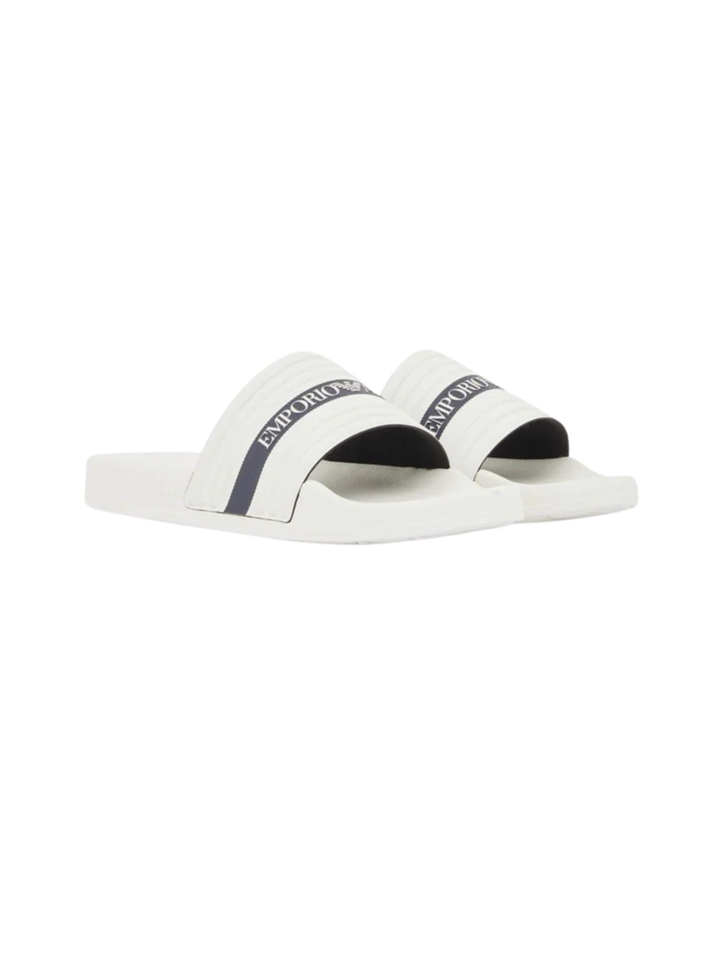 Emporio Armani - Zapatos abiertos 'Logotape PVC Sliders' en blanco