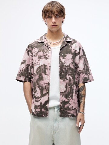 Pull&Bear Comfort fit Button Up Shirt in Pink: front