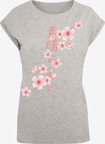 F4NT4STIC Shirt 'Kirschblüten Asien' in Grijs: voorkant