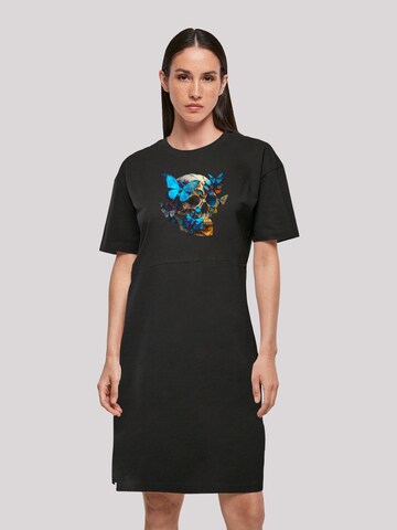 F4NT4STIC Oversized jurk 'Skull and butterflies' in Zwart: voorkant