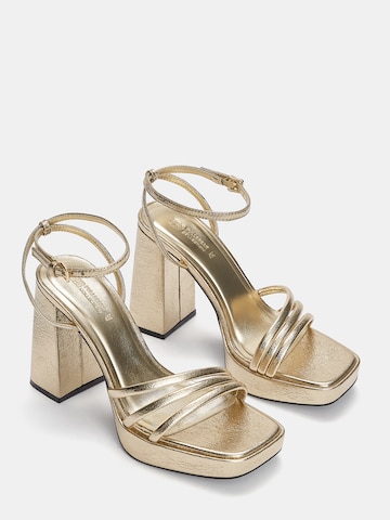 Pull&Bear Strap sandal in Gold