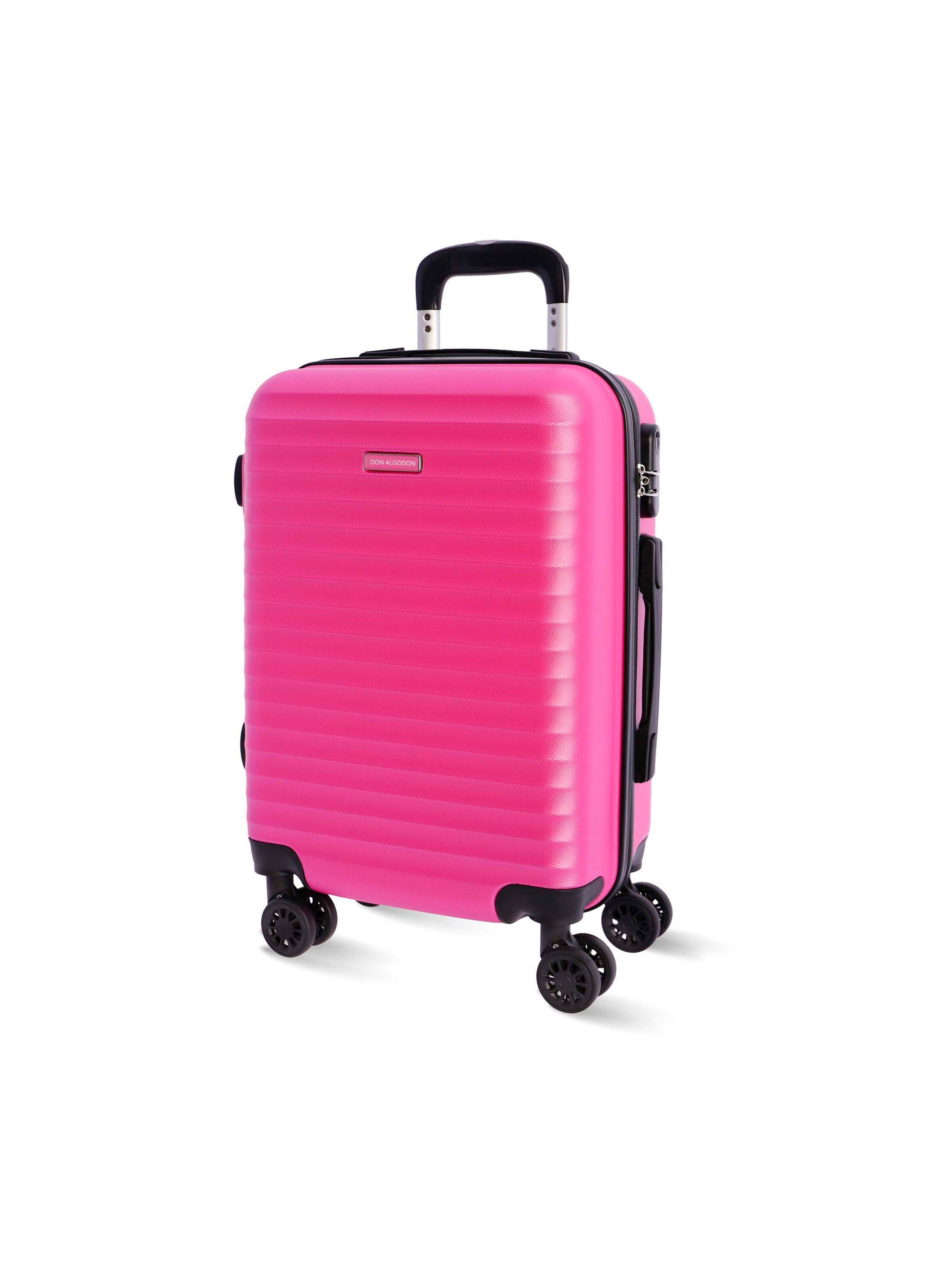 Don Algodon - Carrito 'DON ALGODON - Maletas de Viaje Cabina - Maleta 55x40x20 - Maletas de Viaje - Maleta de Cabina Resistente Ryannair - Trolley Equipaje para Avion con 4 Ruedas de 360º y candado' en rosa: frente