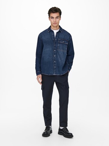 Only & Sons Regular fit Overhemd in Blauw
